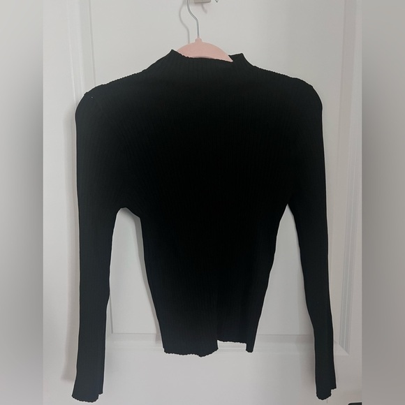 Zara Tops - Zara Ribbed Mock Neck  Black Long Sleeve Top